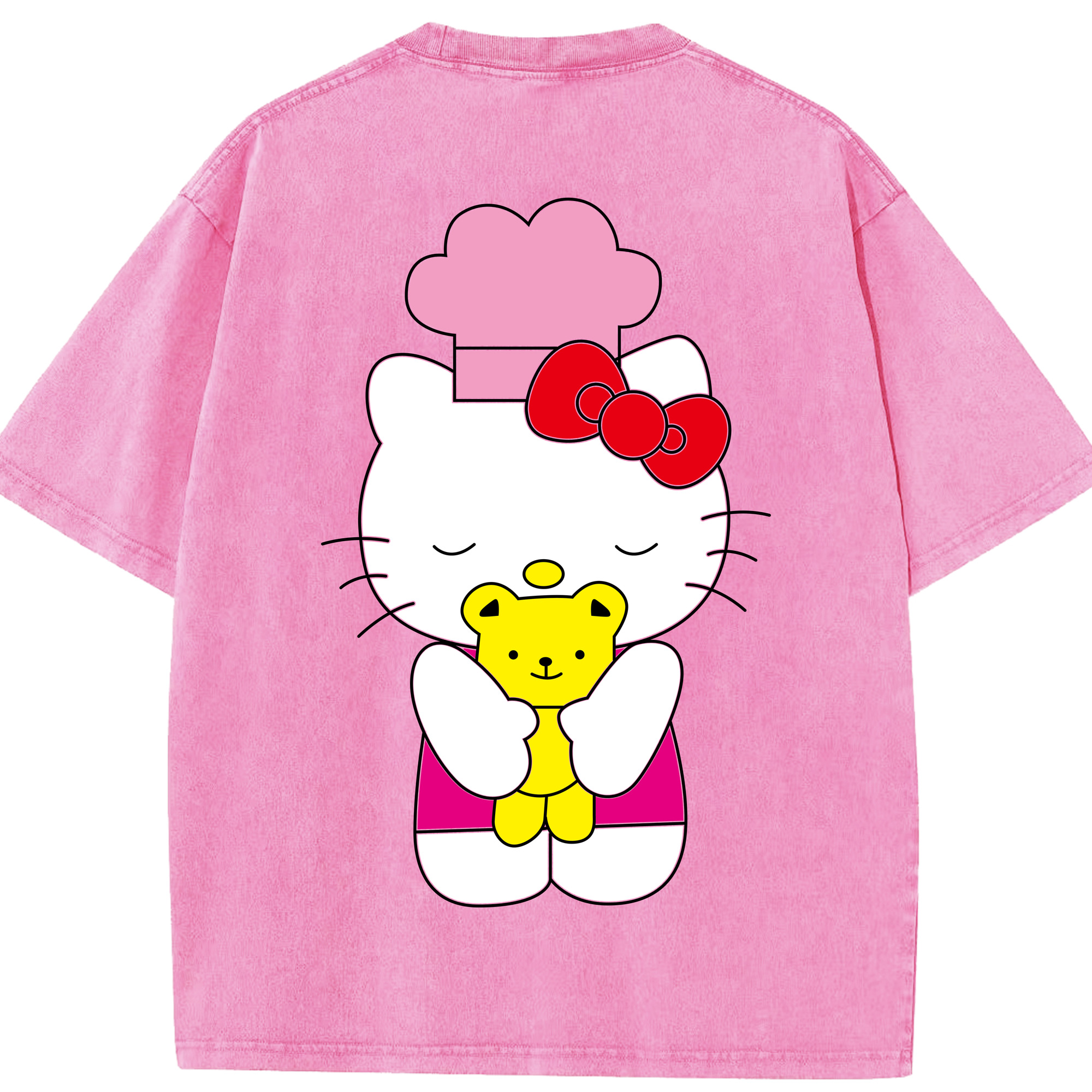 （画像用） Hello Kitty ハローキティ 綿100% ヴィンテージ風 半袖Tシャツ（背面プリント）